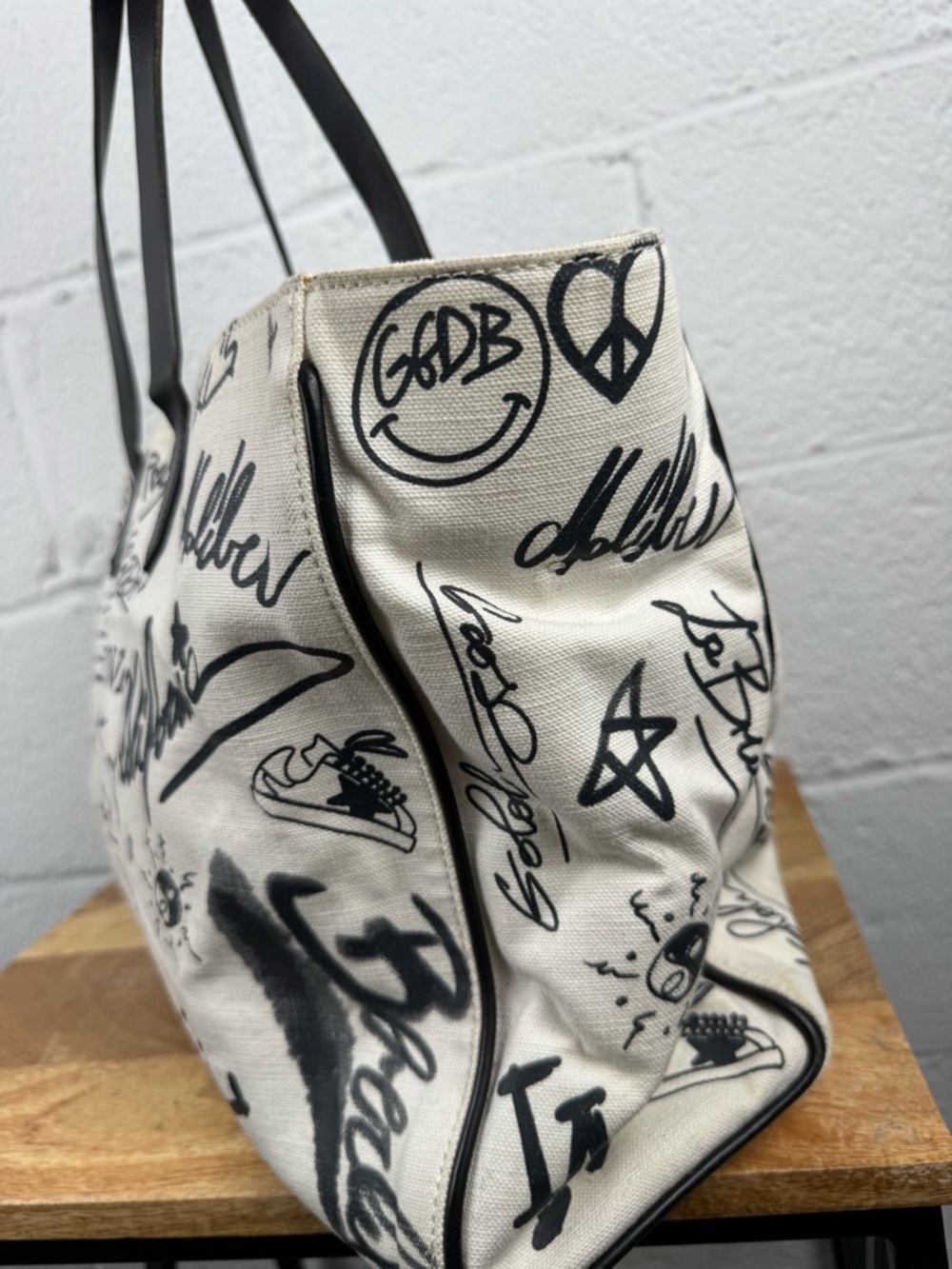 Golden Goose Natural Kuroki Graffiti Canvas Tote Bag Made in Italy - Picture 7 of 16